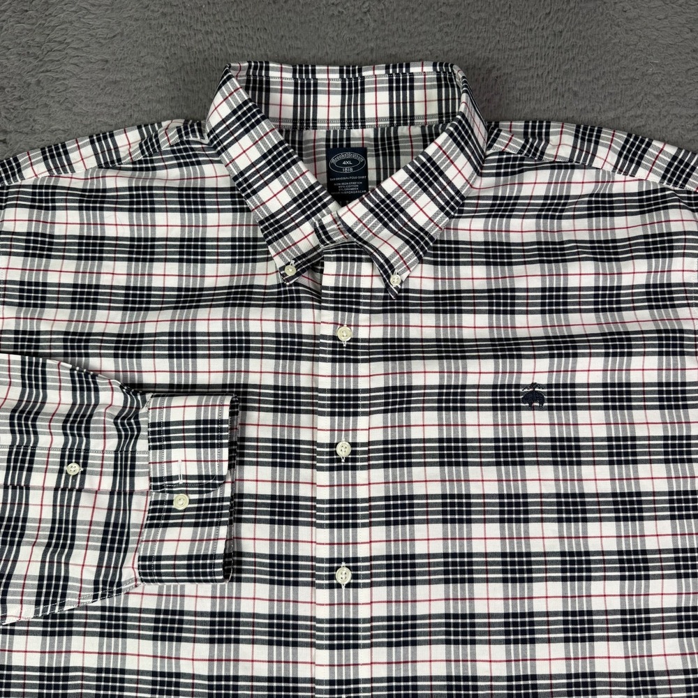 Brooks Brothers Oxford Button-Down Shirt Mens 4XL Multicolor Plaid OCBD Logo
